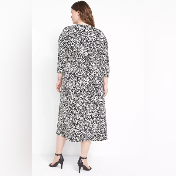 NWT Lane Bryant Black and White Midi V-Neck 3/4 Sleeve Dress Size 22/24 - Picture 8 of 8